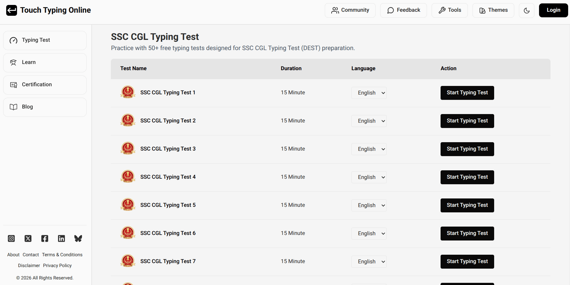 Ssc Cgl Typing Test 10 Touch Typing Online